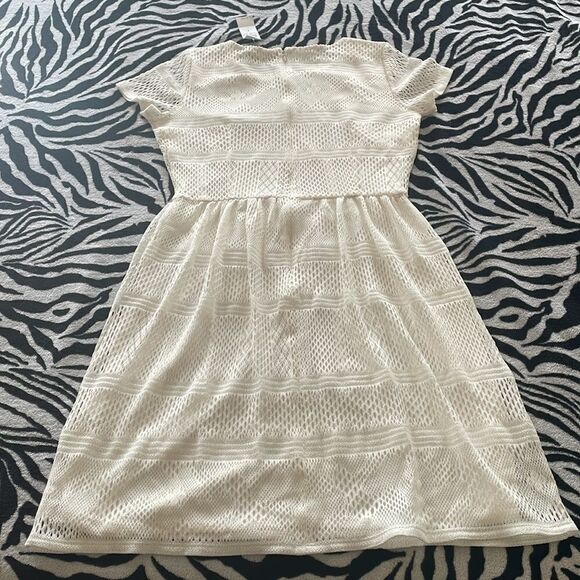 Beautiful Ann Taylor lace eyelet white skater women’s mini dress NWT size 4 - Picture 2 of 16